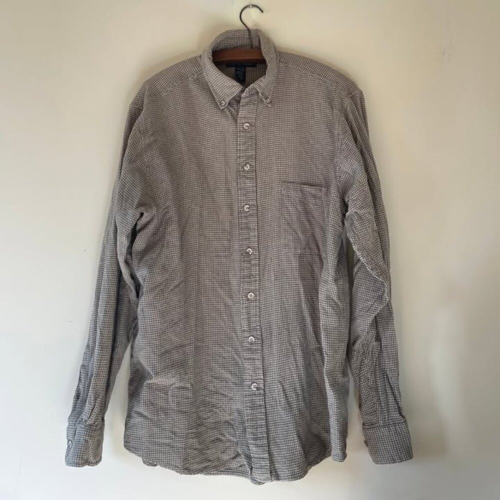 Vintage green 100% cotton mens button up - size large t sleeve 90s denver hayes